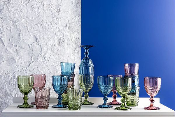 Set 3 Calici Vetro 260 cc Tognana Madame - Multicolor Decori Rilievo Lavabili Lavastoviglie