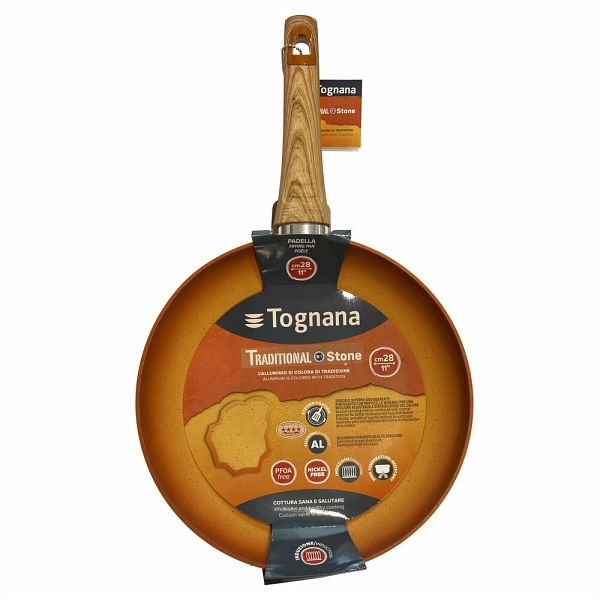 Padella Antiaderente Tognana Traditional Stone 32 cm Arancio Effetto Pietra