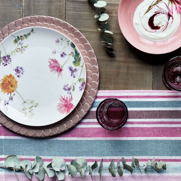 Tovaglia Fresia Tognana 140x240 cm - Cotone Rosa Rigato - Casa & Stile