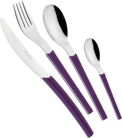 Set Posate 24 Pezzi SR Showroom Italy Loto Acciaio Inox 18/10 per 6 Persone Viola