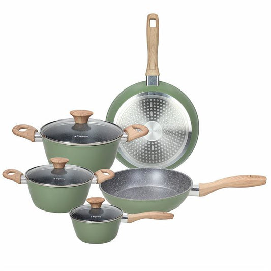 Batteria Pentole e Padelle 8 Pezzi Sage Stone Verde Salvia - Casa & Stile