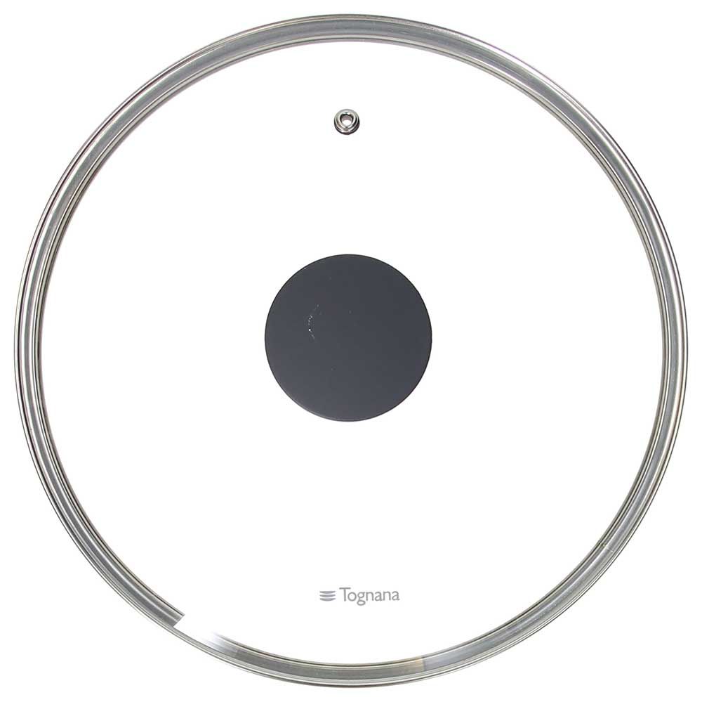 Coperchio in Vetro 32 cm con Sfiato Bordo Acciaio - Casa & Stile