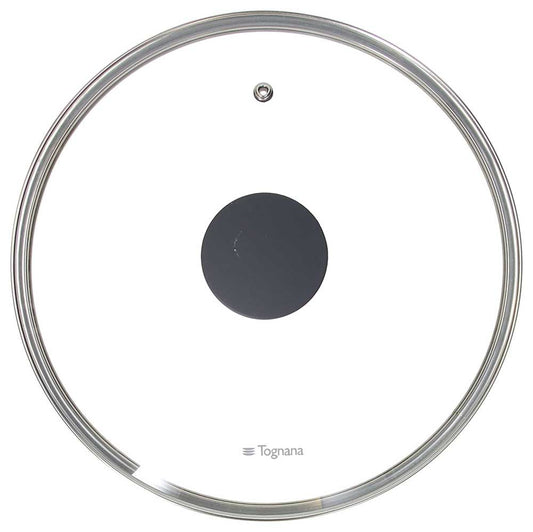 Coperchio in Vetro 32 cm con Sfiato Bordo Acciaio - Casa & Stile