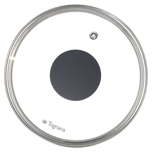 Coperchio in Vetro 24 cm con Sfiato Bordo Acciaio - Casa & Stile