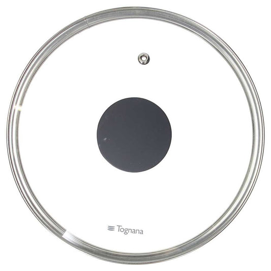 Coperchio in Vetro 28 cm con Sfiato Bordo Acciaio - Casa & Stile