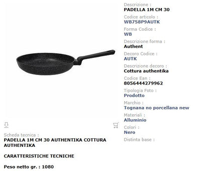 Padella Antiaderente 30 cm Tognana Authentika - Alluminio Forgiato Made in Italy Induzione
