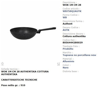 Wok Antiaderente 28 cm Tognana Authentika - Alluminio Forgiato Made in Italy Induzione