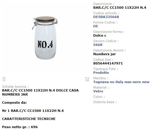 Barattolo in Vetro con Coperchio in Legno 1500cc - Tognana