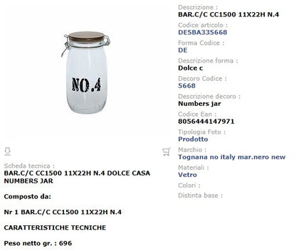 Barattolo in Vetro con Coperchio in Legno 1500cc - Tognana