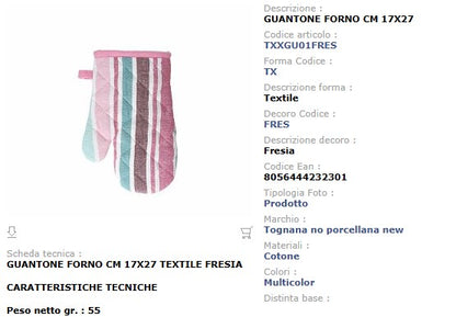 Guantone da Forno Fresia Tognana 17x27cm - Motivo Primaverile