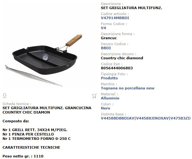 Set Grigliatura Multifunzione 24cm Alluminio Tognana Country Chic