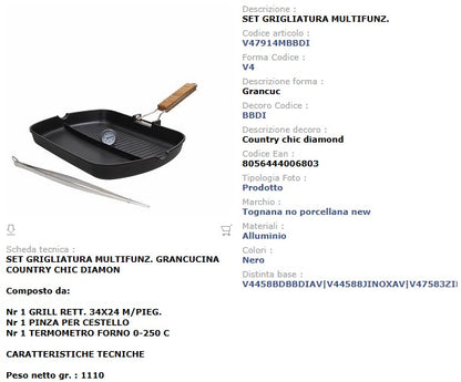 Set Grigliatura Multifunzione 24cm Alluminio Tognana Country Chic