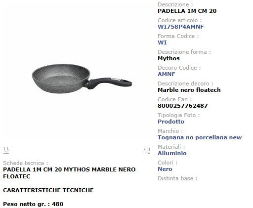 Padella Antiaderente Tognana Mythos 20 cm Alluminio Forgiato Floatech