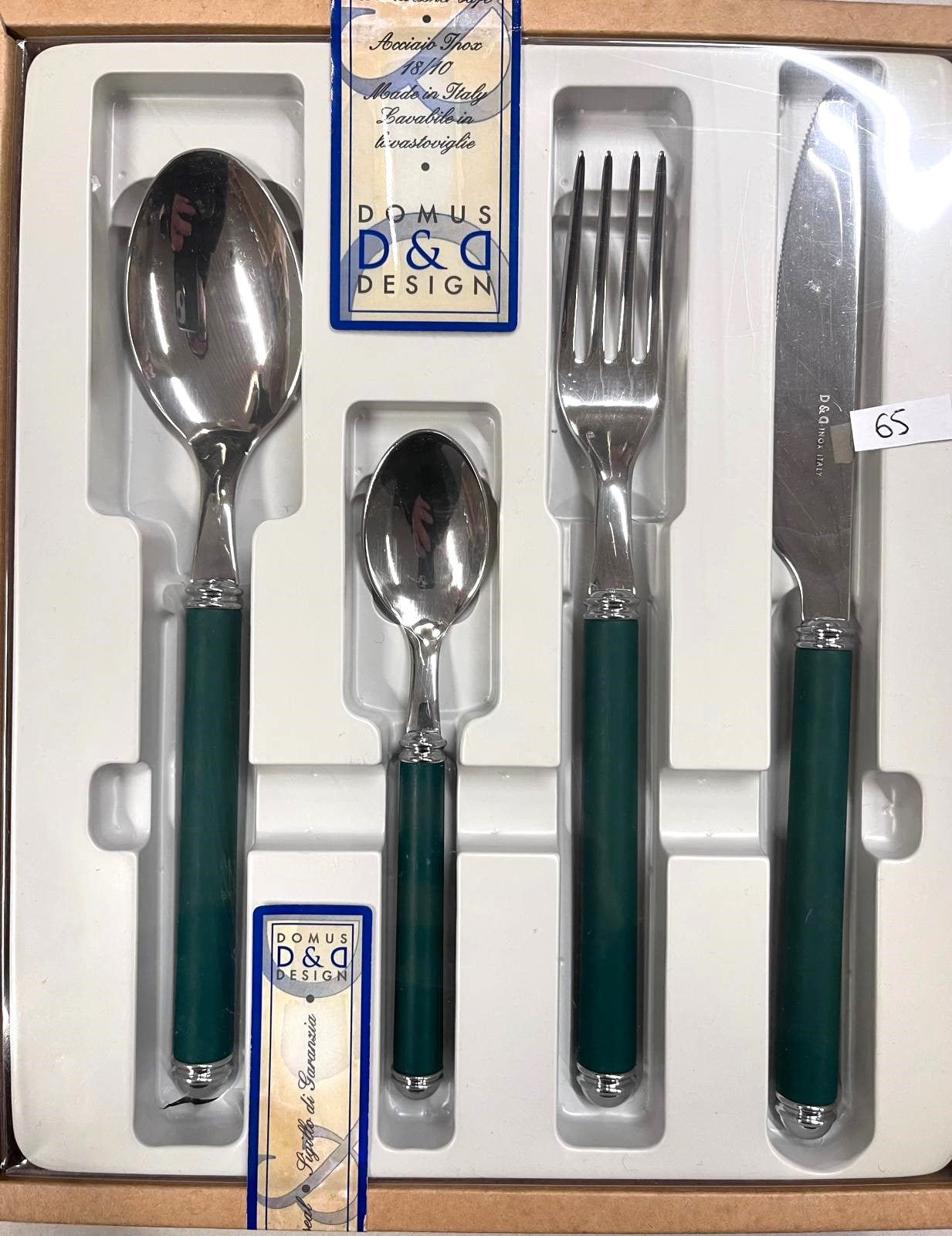 Set 24 Posate Domus Design Verde Satinato 61 - Casa & Stile