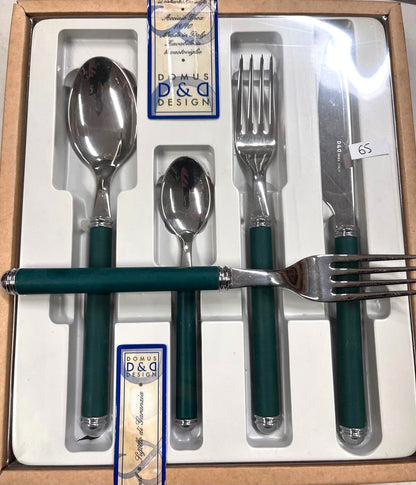 Set 24 Posate Domus Design Verde Satinato 61 - Casa & Stile