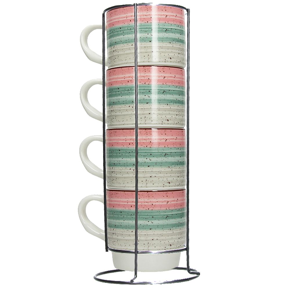 Set 4 Mug Tognana Urban Pastel con Supporto Metallo - Casa & Stile