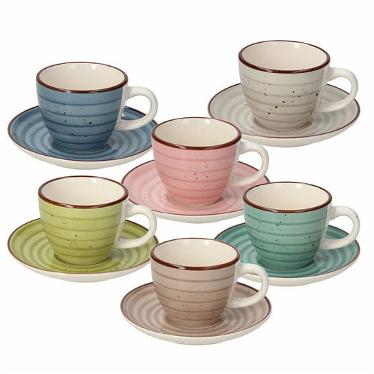 Set 6 Tazze Caffè con Piattino Louise Urban Pastel - Casa & Stile
