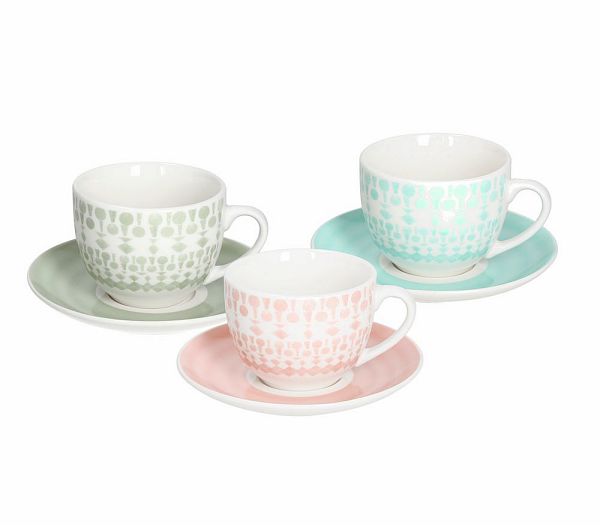 Set 6 Tazze da Tè con Piattino Tognana Gipsy Soft Porcellana Multicolore 270ml - Casa & Stile