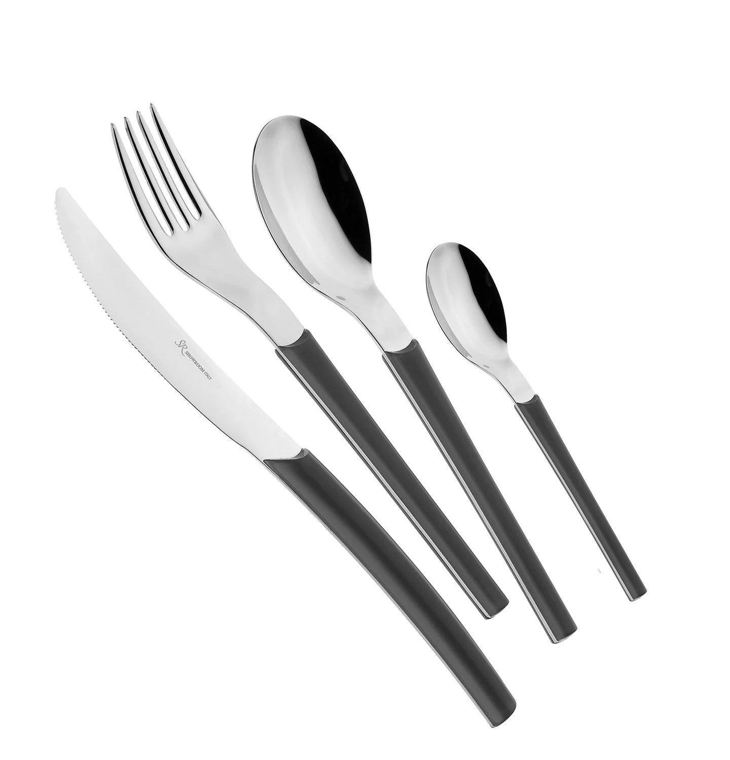 Set Posate 24 Pezzi SR Showroom Italy Loto Grigio Acciaio Inox - Casa & Stile