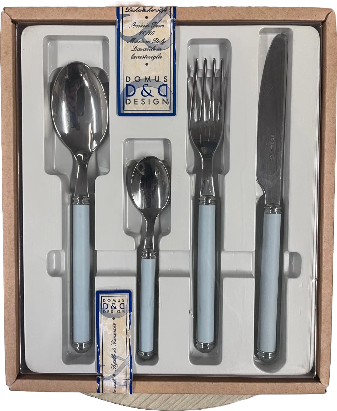 Set Posate 24 pz Domus Design Azzurro 71 - Casa & Stile