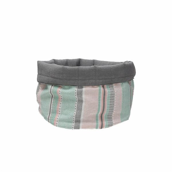 Cestino Pane Rotondo Cotone 18 cm Tognana Jardin - Righe Rosa Verde Acqua Grigio