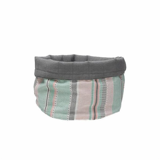 Cestino Pane Rotondo Cotone 18 cm Tognana Jardin - Righe Rosa Verde Acqua Grigio