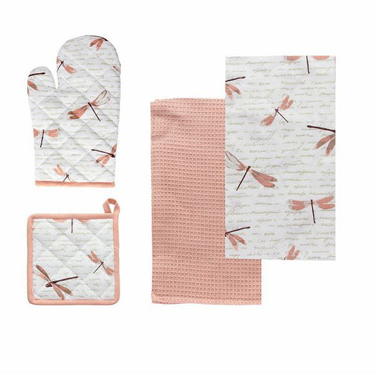 Set Cucina Libellule Tognana - Guanto, Presina e 2 Strofinacci Cotone Riciclato