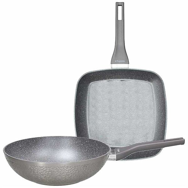 Set Wok 28 cm + Grill Quadra 28x28 cm Tognana Deep Moon - Manici Soft Touch
