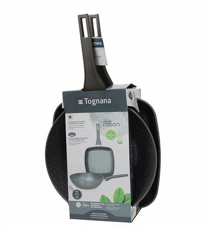 Set Wok 28 cm + Grill Quadra 28x28 cm Tognana Deep Moon - Manici Soft Touch