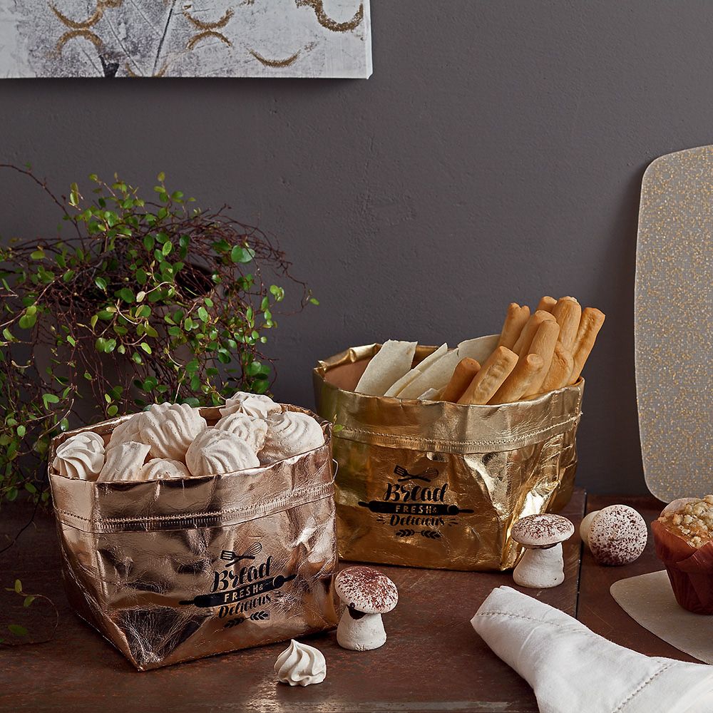 Cestino Papier Gold Tognana 15x15cm - Carta Oro Linea Bag