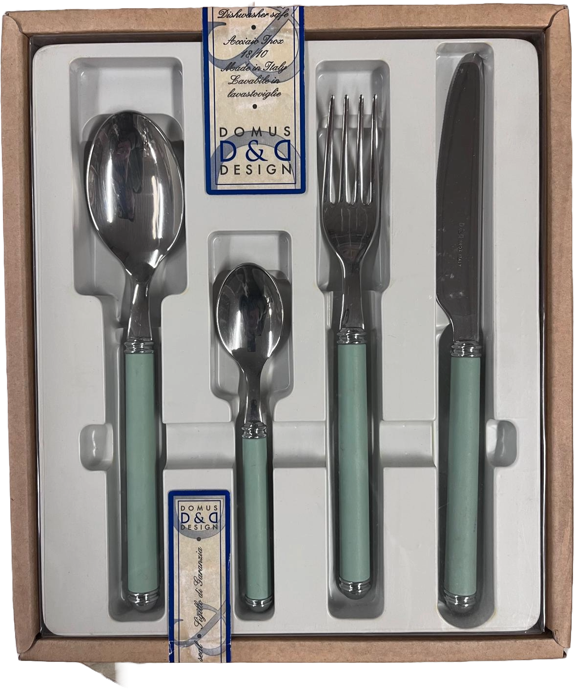 Set 24 Posate Domus Design D&D Verde Salvia Acciaio Inox