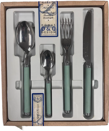 Set 24 Posate Domus Design D&D Verde Salvia Acciaio Inox