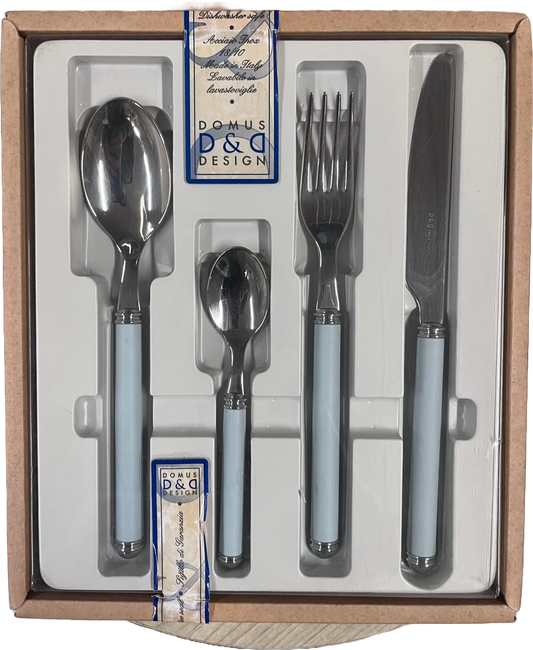 Set 24 Posate Domus Design D&D Azzurro 71 Acciaio Inox
