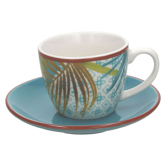 Set 6 Tazzine Caffè con Piattino Metropolis Jungle - New Bone China Multicolor Tognana